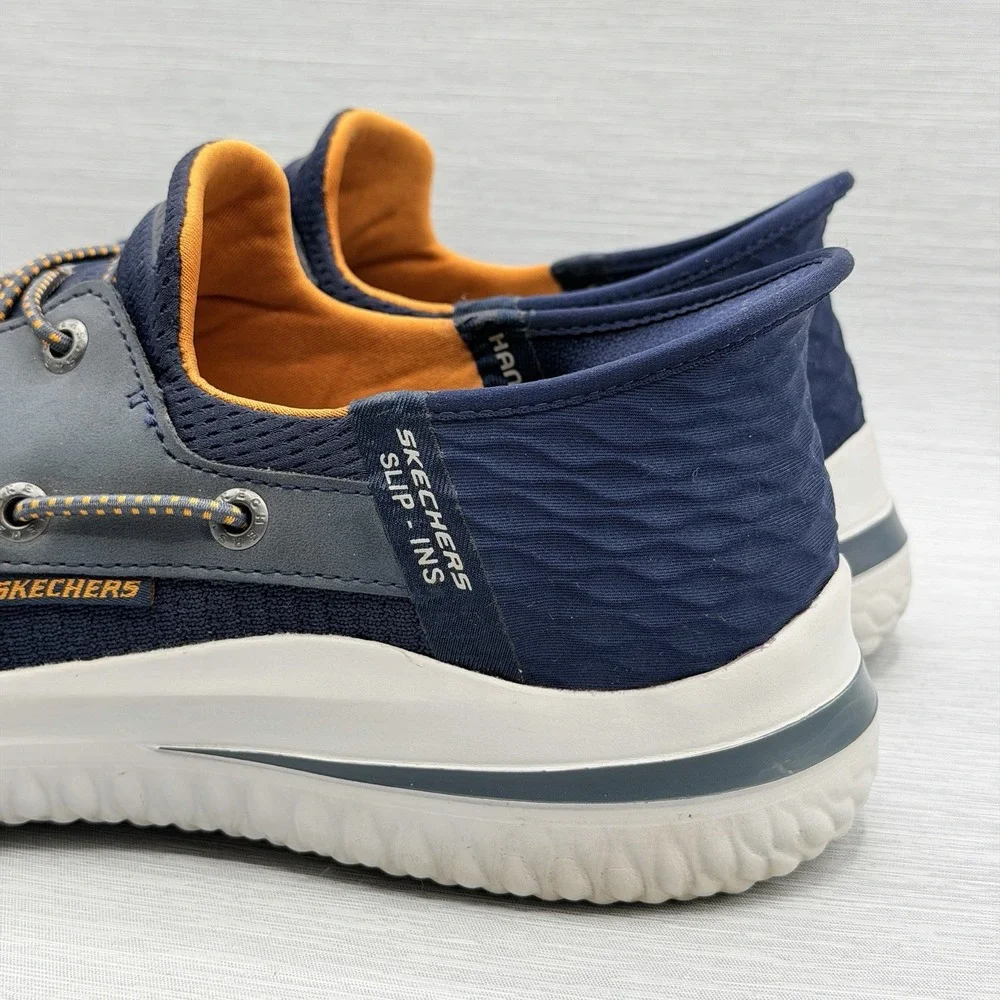 Skechers Slip Ins Men's 9.5 Navy Blue Loafers Hands Free Walking Delson 3 210606
